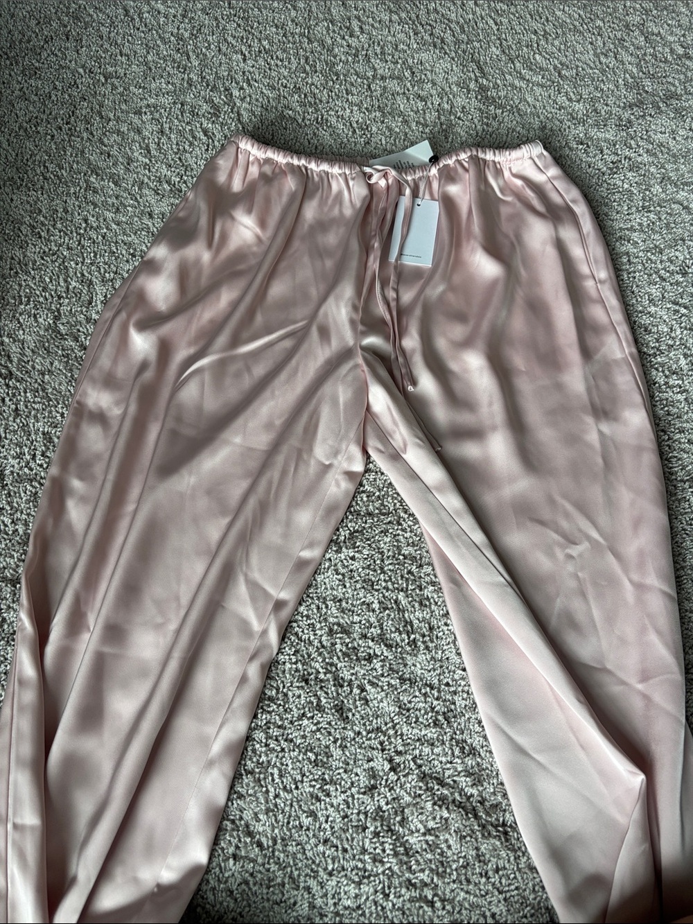 Lovers + Friends Satin Wide Leg Pants in Blush Pink
